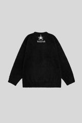 Fuzzy Typography Relaxed Crew Neck Sweater