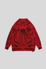 Gothic Eye Skull All Over Crew Neck Sweater