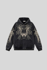 Fleece Washed Skull Pullover Hoodie