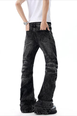 Rhinestone Cross Button Fly Flared Jeans