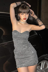 Satin Bustier Cutout Party Dress