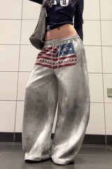 Washed Graphic Barrel Leg Sweatpants