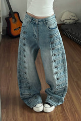 Napoleon Button Wide Leg Jeans