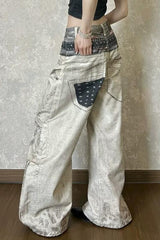 Digital Graphic Low Rise Straight Leg Jeans