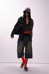 Patchwork Plaid Relaxed Long Sleeve Shirt