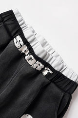 Washed Double Waist Baggy Sweatpants