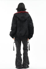 Contrast Fur Hood Utility Zip Coat