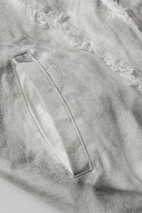 Washed Raw Seam Zip Up Jacket