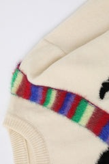 Rainbow Scarf Dog Graphic Crew Neck Sweater
