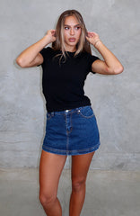 All Your Problems Denim Skort Dark Blue
