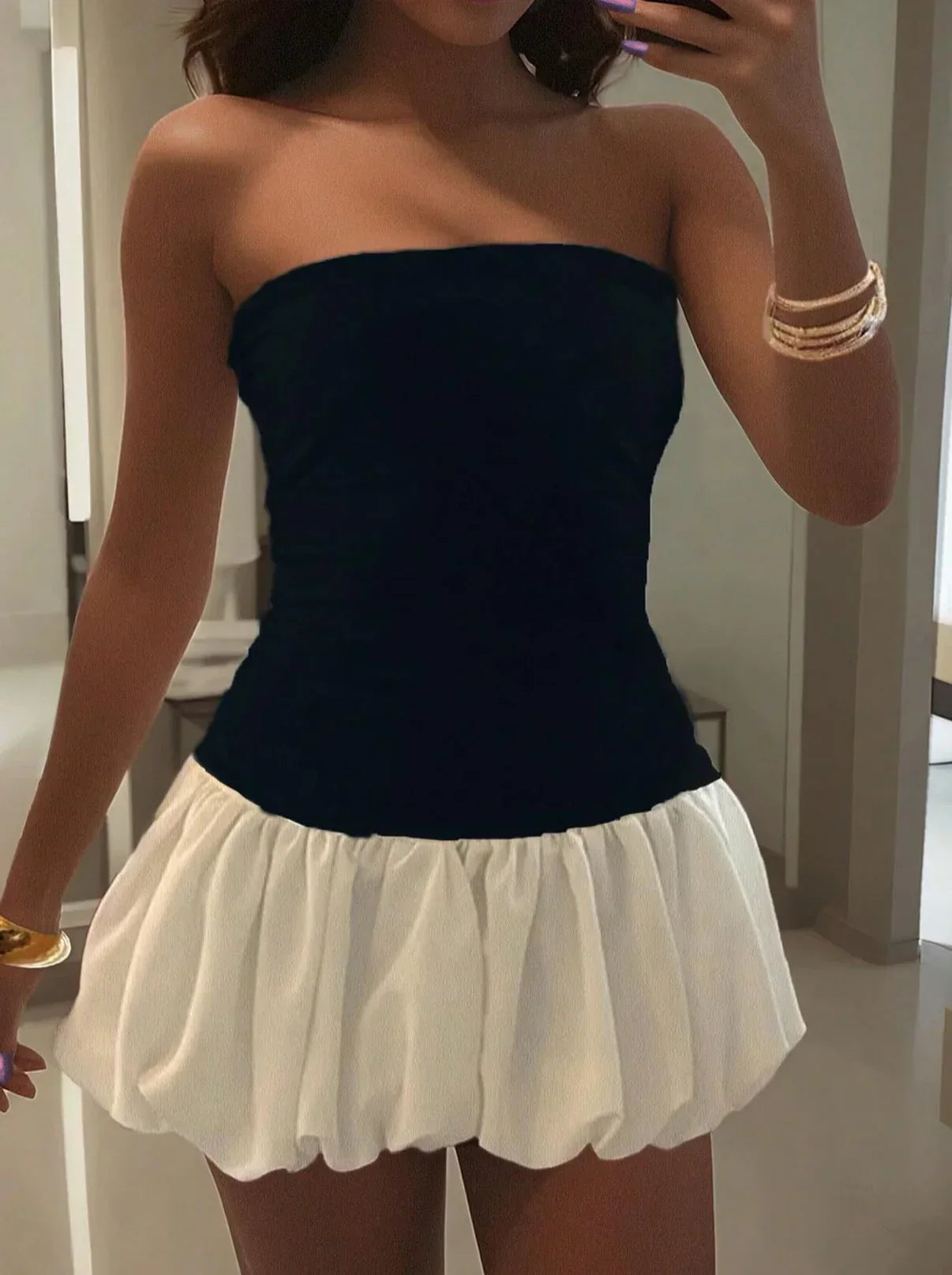 Bubble Hem Short Dress
