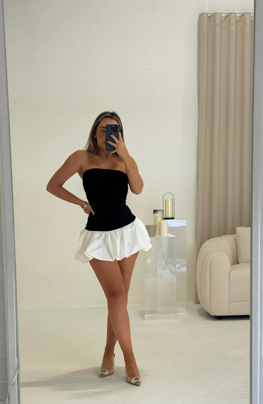 Bubble Hem Short Dress