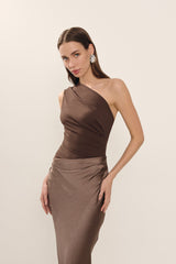 FIANG - ANGLED NECKLINE EVENING DRESS