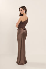 FIANG - ANGLED NECKLINE EVENING DRESS