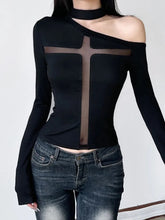 Intersecting Net Patchwork Knit Top