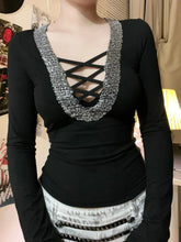 Sparkling V-neck Knit Top