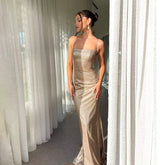 Socialite Thin Glittering Sling Backless Lace up