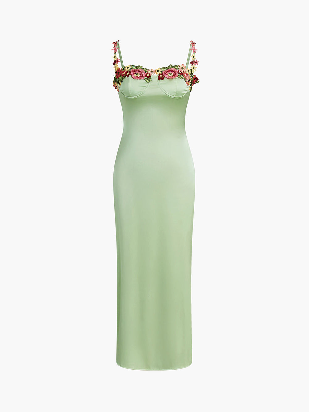 Magnetic Forces Flower Charming Embroidery Maxi Dress Black