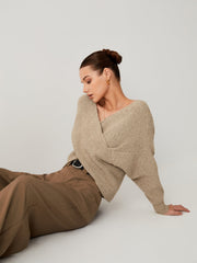 Cross My Heart Trendy Oversized Crop Sweater Sweaters L