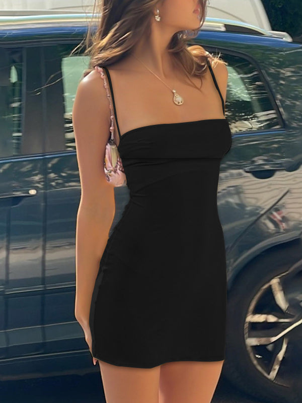 Y2K Bodycon Slip Mini Dress Black / S Mini Dresses