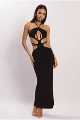 Hollow design long Black dress
