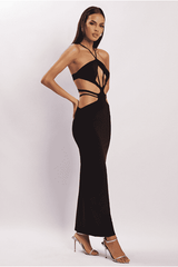 Hollow design long Black dress
