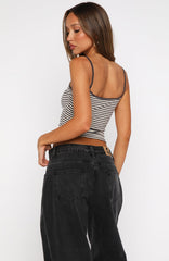 Just Let It Go Singlet Charcoal/White Stripe