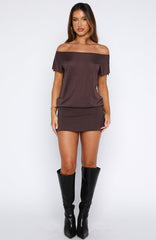 Following My Instincts Mini Dress Chocolate