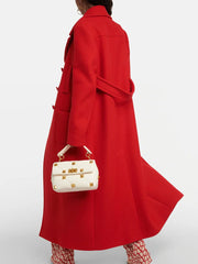 Red Woolen Double Breasted Coat Coats-241208