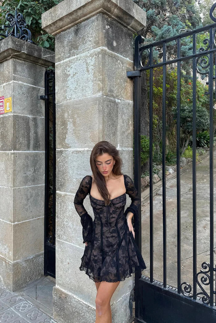 Long Lace Short Dress
