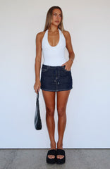 Taking The Blame Denim Mini Skirt Dark Indigo