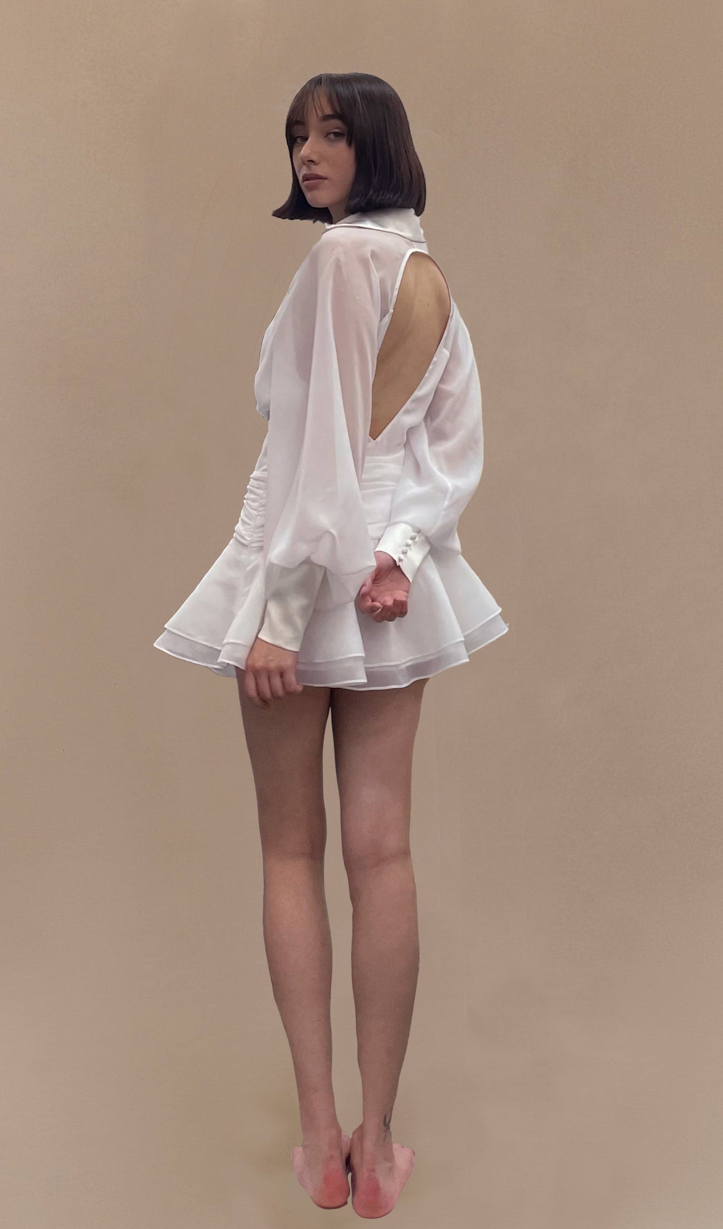 Lantern Sleeve Short Dress
