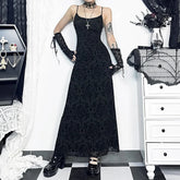 Gathering Net Celebration Sling Maxi Dress Black / S