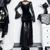 Antique Lace Trumpet Slim Midi Attire Black / S