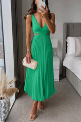 Cut Out Waist Sleeveless Maxi Dress