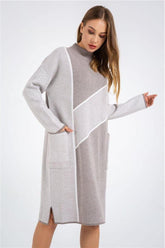 Winter Thick Big Plaid Knitted Pullover Dress