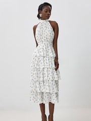 Sleeveless Hollow Floral Layered Dress