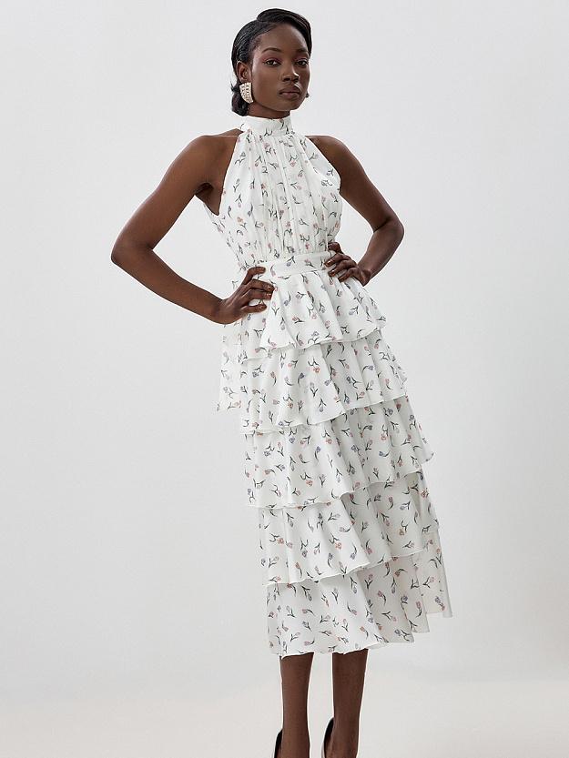 Sleeveless Hollow Floral Layered Dress