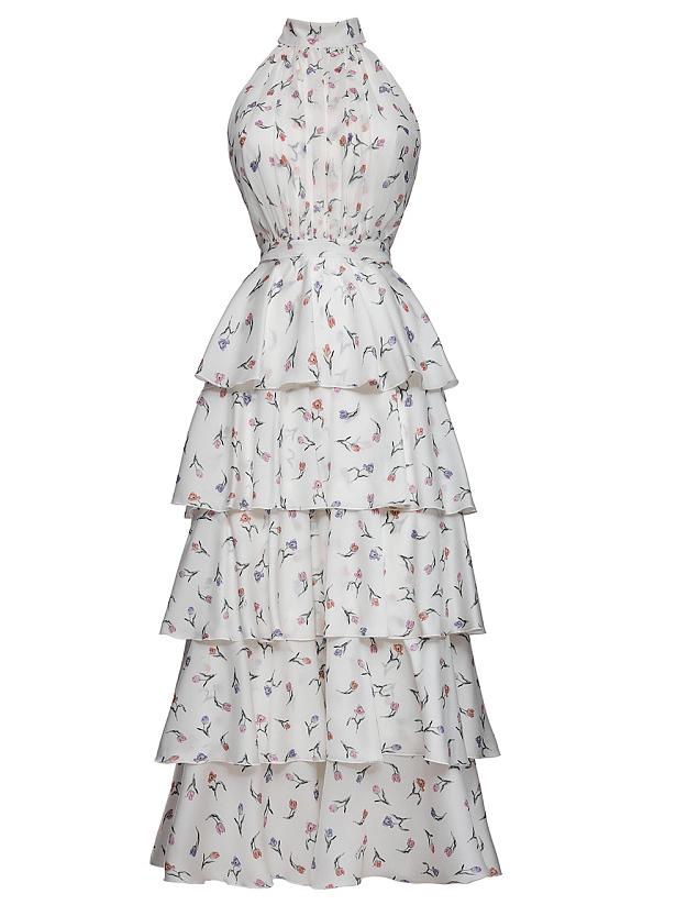 Sleeveless Hollow Floral Layered Dress