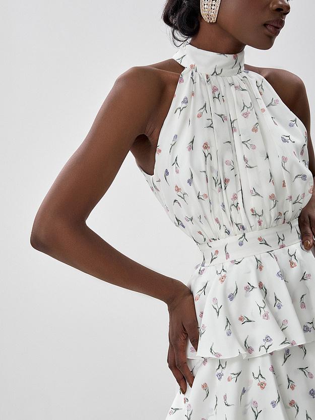 Sleeveless Hollow Floral Layered Dress