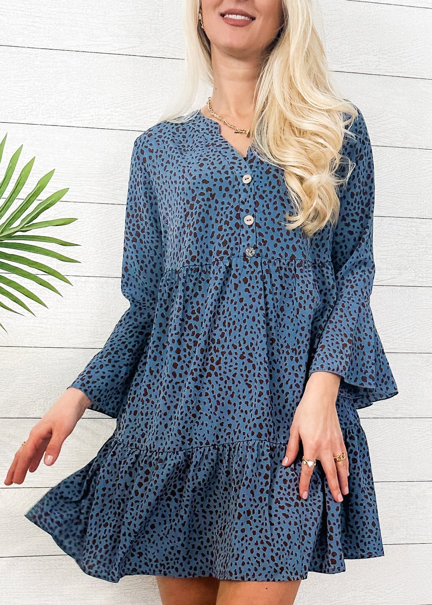 Long Sleeve Dotted Dress