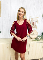 Shoulder Cutout Lace Dress
