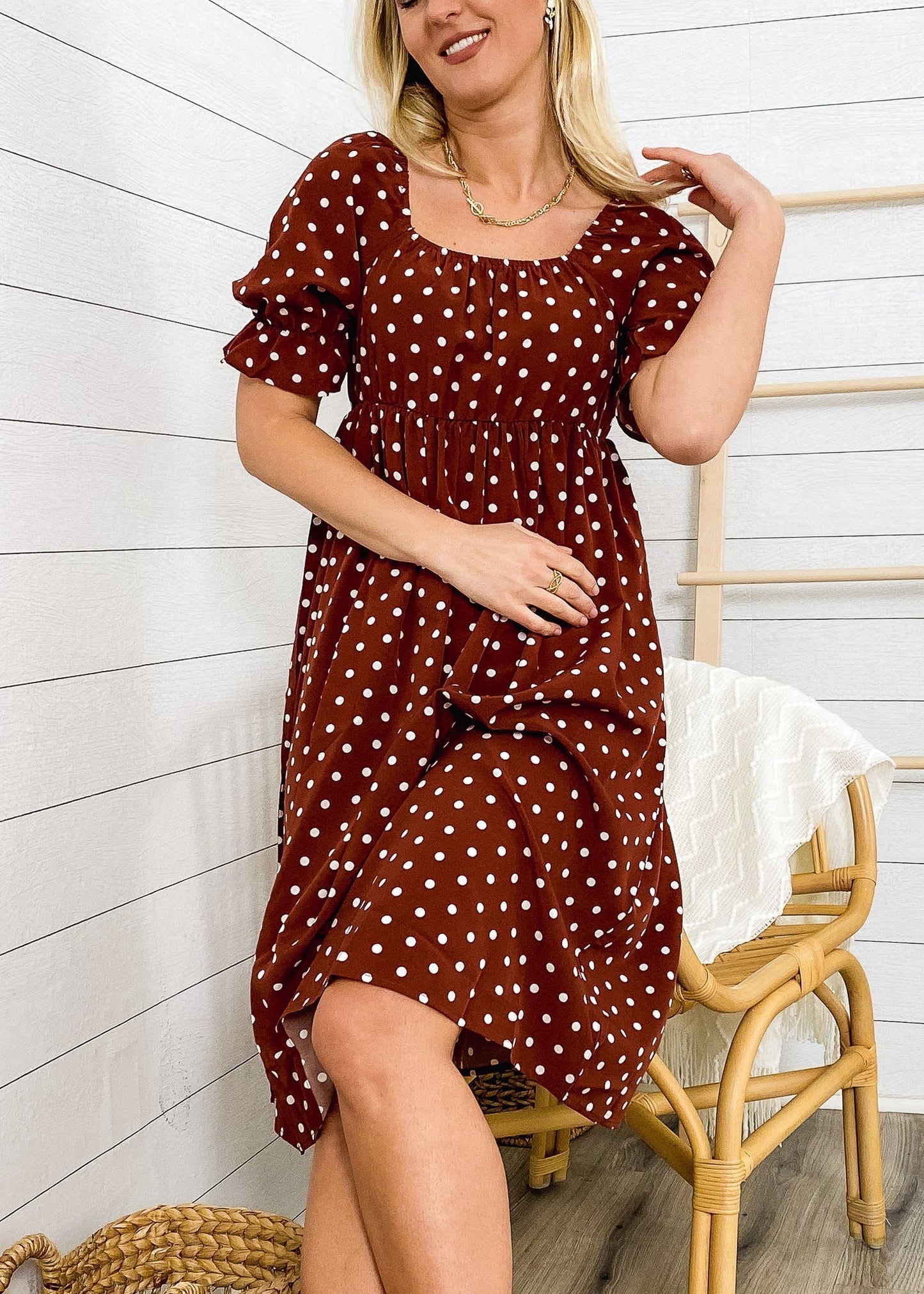 Polka Puff Sleeve Dress