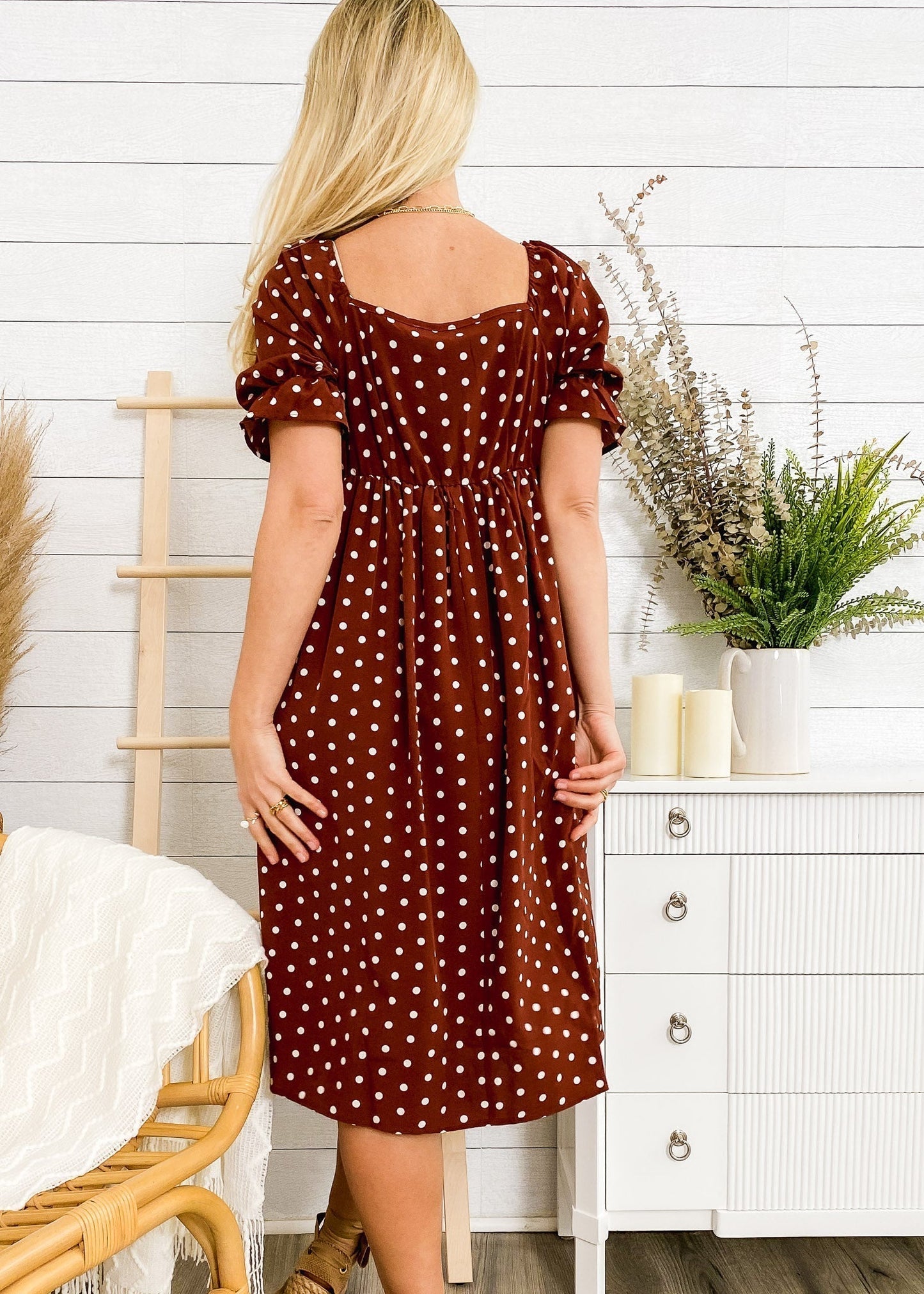 Polka Puff Sleeve Dress