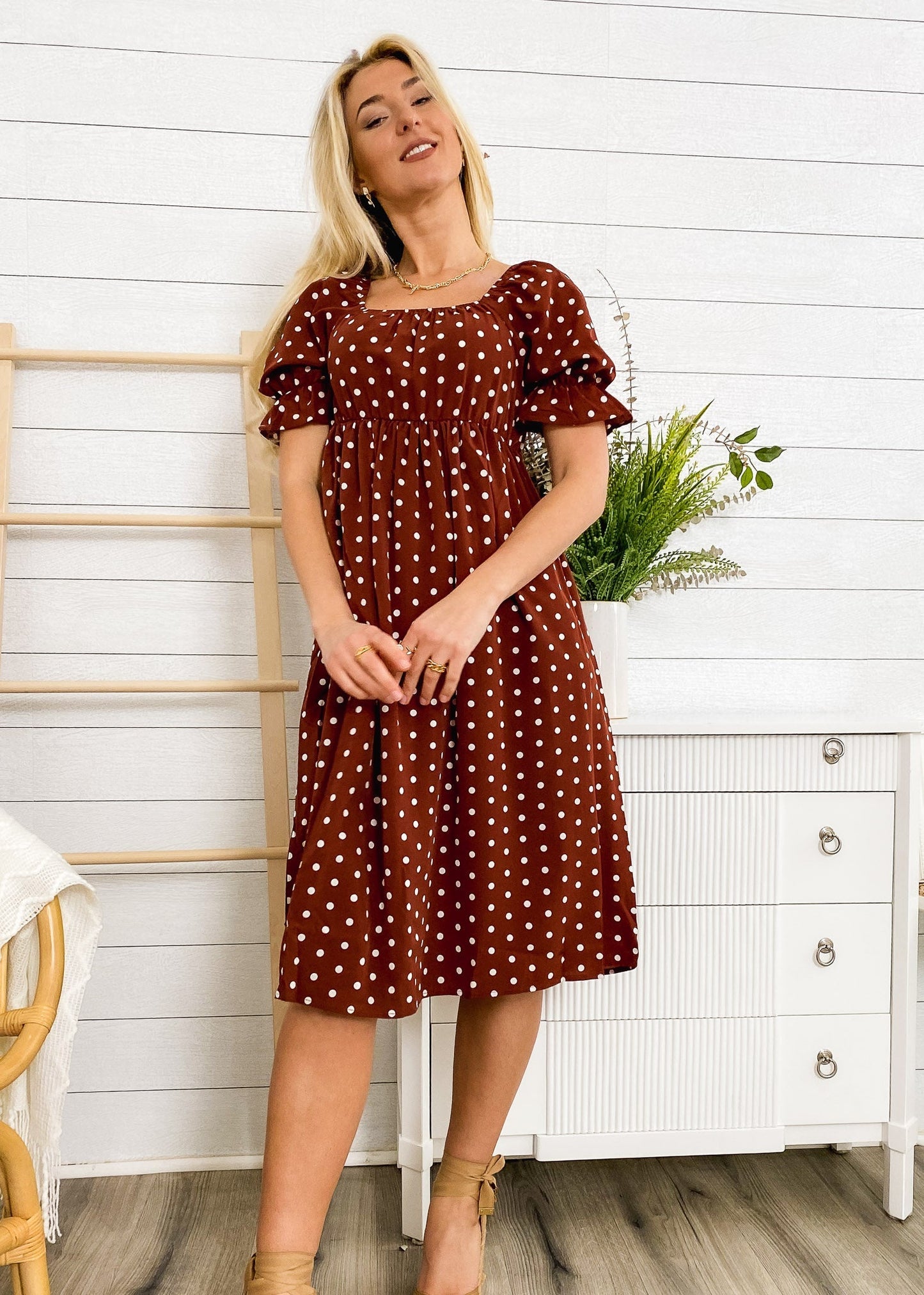 Polka Puff Sleeve Dress