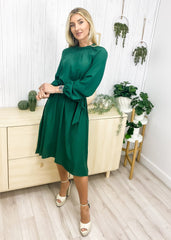 Leaf Collar Midi Dress