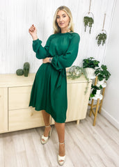 Leaf Collar Midi Dress