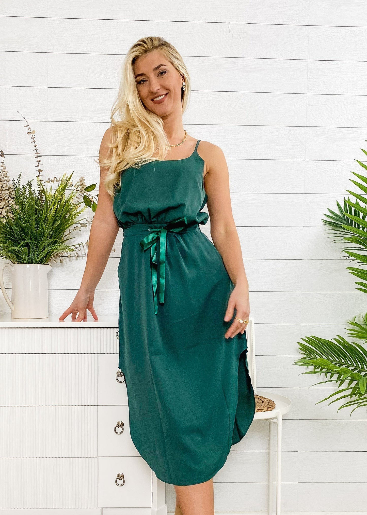 Solid Color Round Dress