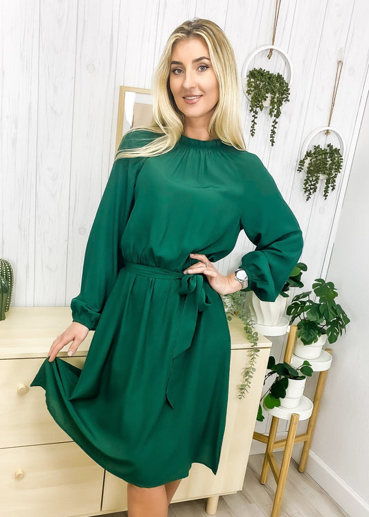 Leaf Collar Midi Dress
