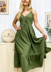 Color Surplice Neck Dress